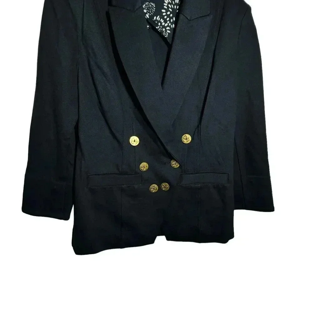 CAbi Navy Preppy Blazer Women’s Size 6 Yacht Club Nautical Gold Buttons